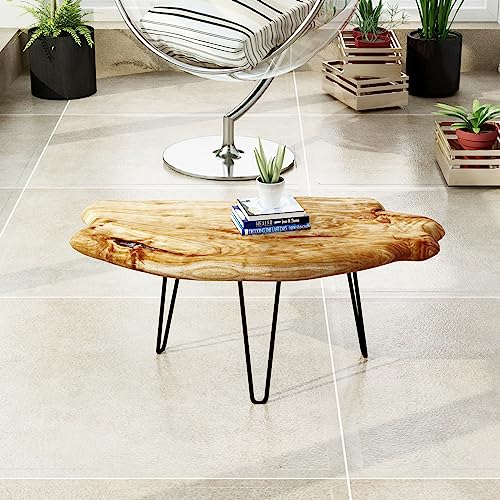 Rustic Cedar Wood Coffee Table with Hairpin Legs