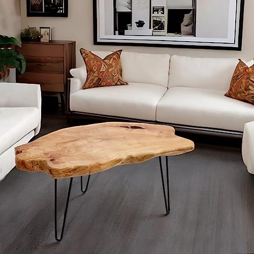 Rustic Cedar Wood Coffee Table with Hairpin Legs