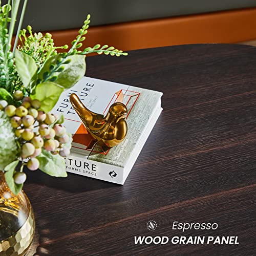 Oval Espresso Wood Coffee Table Mid Century Modern