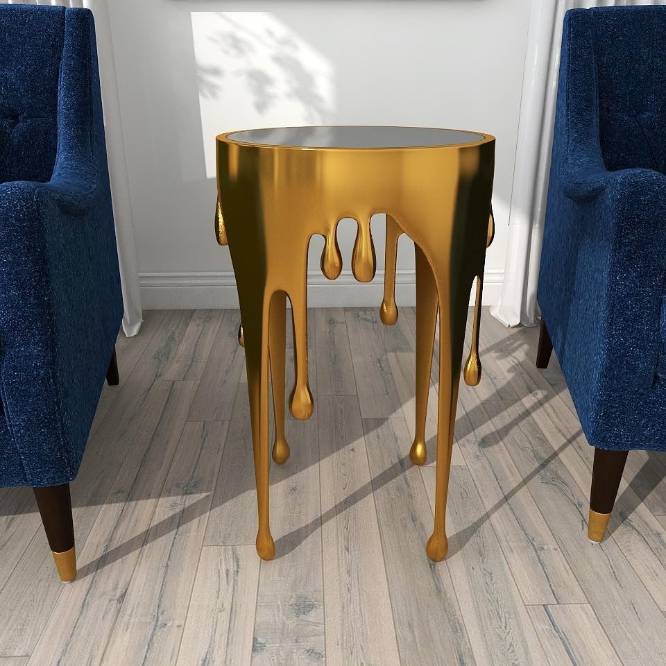 Gold Aluminum Contemporary Accent Coffee Table 25" x 16