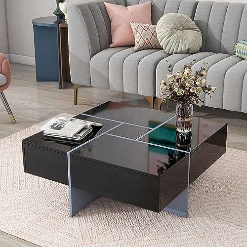Merax Modern Extendable Coffee Table with Hidden Storage