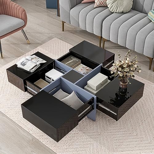 Merax Modern Extendable Coffee Table with Hidden Storage