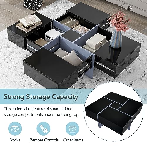 Merax Modern Extendable Coffee Table with Hidden Storage