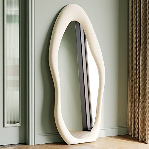 Honyee Full Length Wall Mirror Flannel Frame White