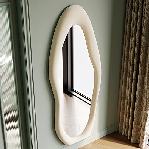 Honyee Full Length Wall Mirror Flannel Frame White