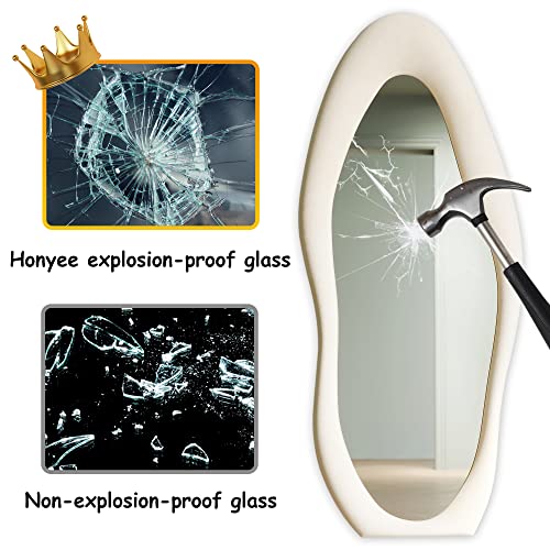 Honyee Full Length Wall Mirror Flannel Frame White