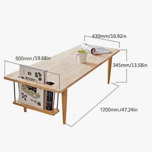 WoodShine Mini-Swing Wooden Coffee Table, Japanese Style, Solid Wood