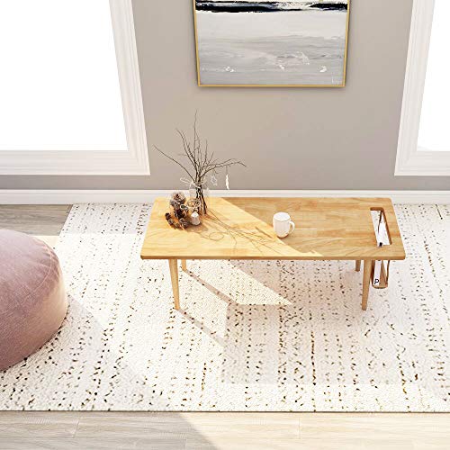 WoodShine Mini-Swing Wooden Coffee Table, Japanese Style, Solid Wood