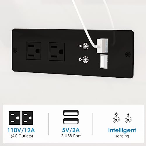 Glossy White LED Coffee Table with Charging Station