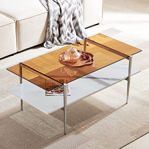 AGV 202206 Tadio Glass Coffee Table, Chrome Finish