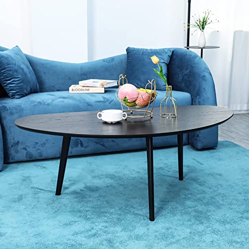 Mid Century Modern Black Oval Coffee Tables Set