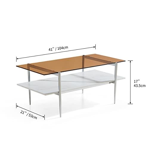 AGV 202206 Tadio Glass Coffee Table, Chrome Finish