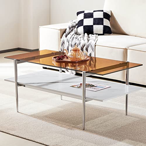 AGV 202206 Tadio Glass Coffee Table, Chrome Finish