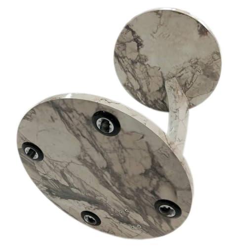 Faux Marble C-Shaped Coffee Table with Wheels, White