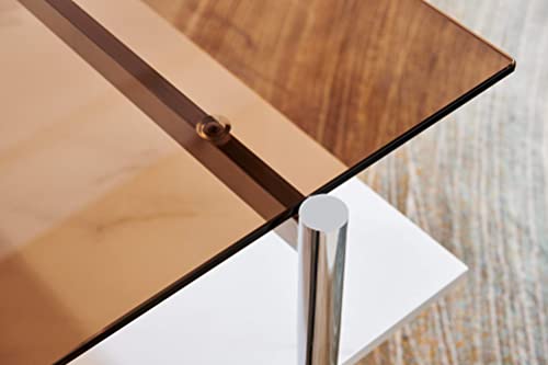 AGV 202206 Tadio Glass Coffee Table, Chrome Finish