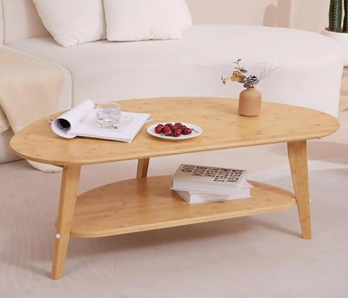 Mid Century Modern Oval Bamboo Coffee Table