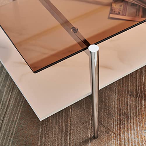 AGV 202206 Tadio Glass Coffee Table, Chrome Finish