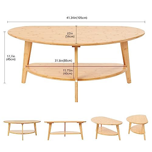 Mid Century Modern Oval Bamboo Coffee Table