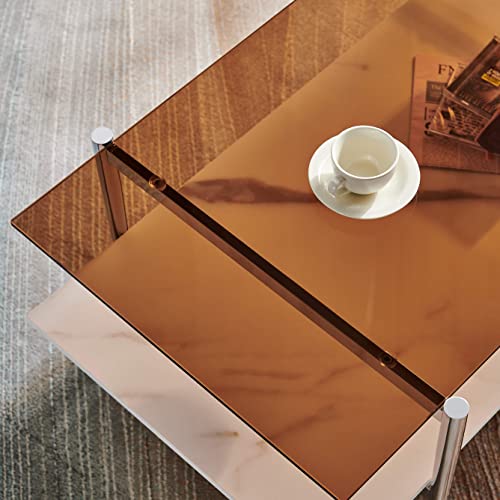 AGV 202206 Tadio Glass Coffee Table, Chrome Finish