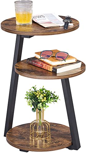 Rustic Brown 3-Tier Coffee Table for Living Room