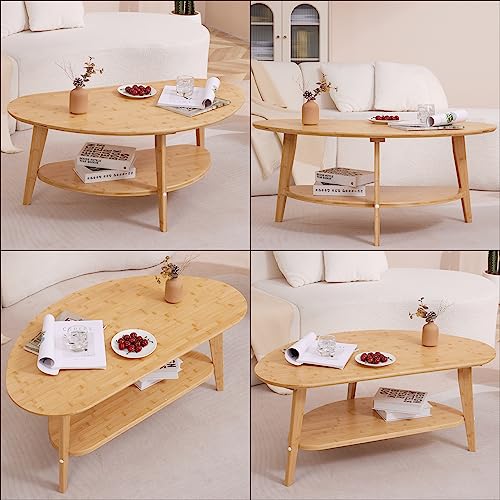 Mid Century Modern Oval Bamboo Coffee Table