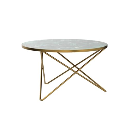 Green Faux Marble Top Round Coffee Table