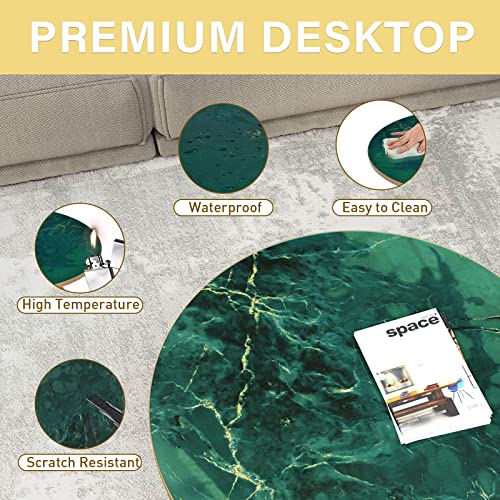 Green Faux Marble Top Round Coffee Table