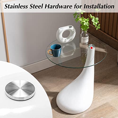 Contemporary Round Glass Coffee Table - 21" Tall White