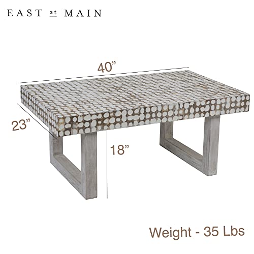 Handmade Coconut Shell Mosaic Coffee Table - White Finish