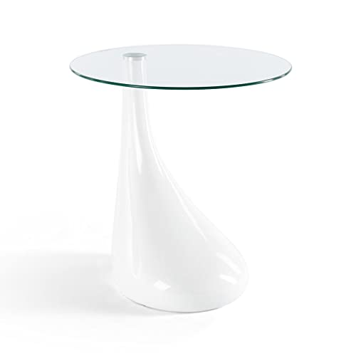 Contemporary Round Glass Coffee Table - 21" Tall White