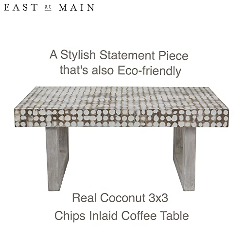 Handmade Coconut Shell Mosaic Coffee Table - White Finish