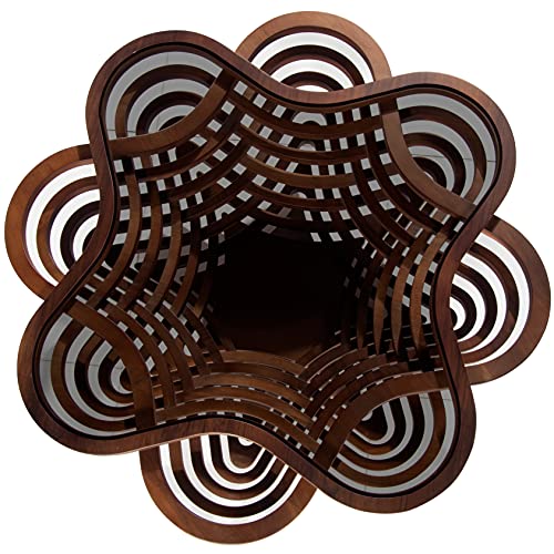 Papella Design Walnut Veener Coffee Table, Rustic Glass