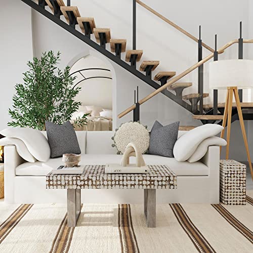 Handmade Coconut Shell Mosaic Coffee Table - White Finish