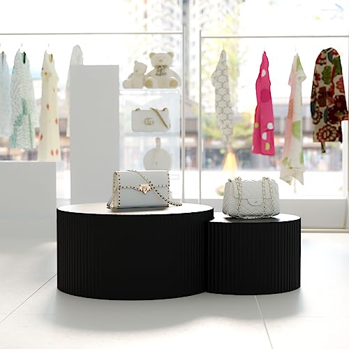 Modern Round Nesting Coffee Table Set - Black Wood