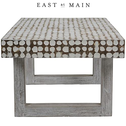 Handmade Coconut Shell Mosaic Coffee Table - White Finish