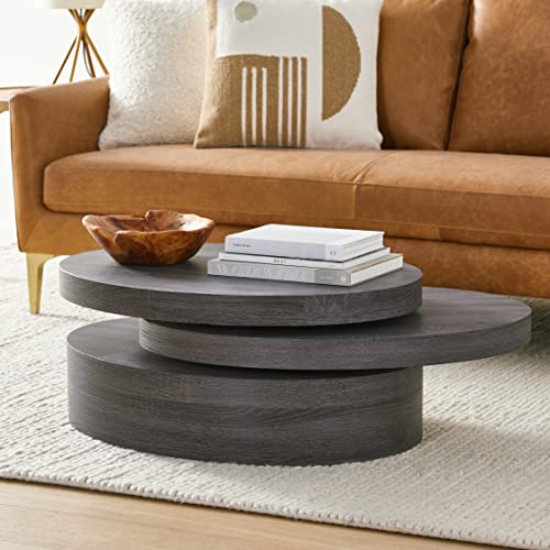 Small Oval Rotatable Black Coffee Table by Christopher Knight