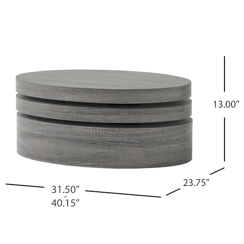 Small Oval Rotatable Black Coffee Table by Christopher Knight