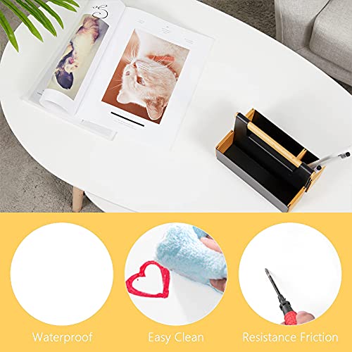 Modern White 2-Tier Coffee Table with Storage Shelves