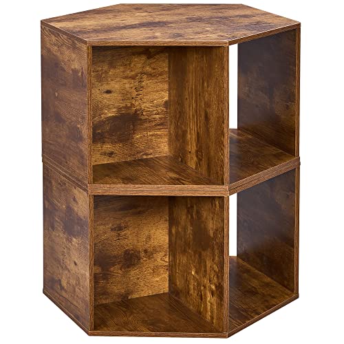 Set of 2 Natural Wood Coffee Tables, Hexagonal Shape