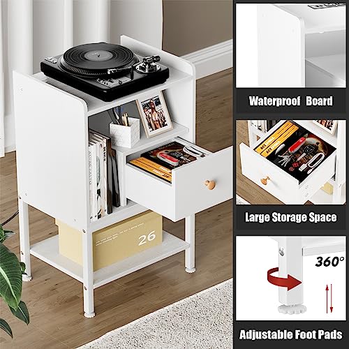 Modern White Nightstand with Charging Station and USB Ports
