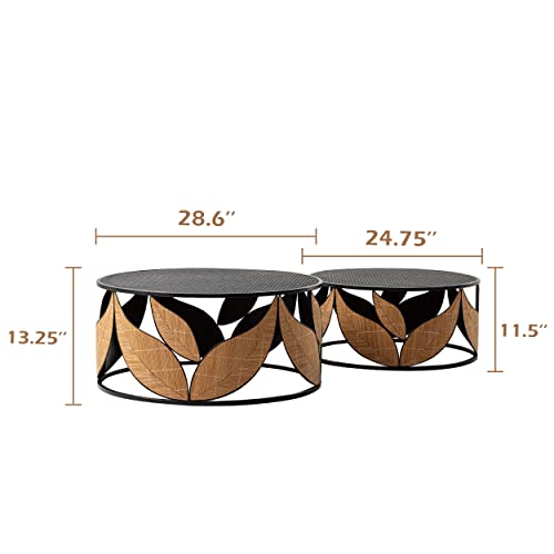 Modern Black Round Nesting Coffee Table Set - Fully Assembled