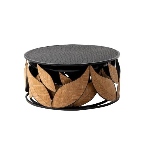 Modern Black Round Nesting Coffee Table Set - Fully Assembled