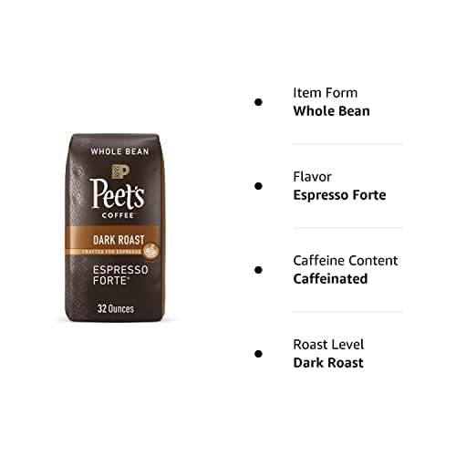 Peet's Dark Roast Espresso Forte Whole Bean Coffee, 32oz