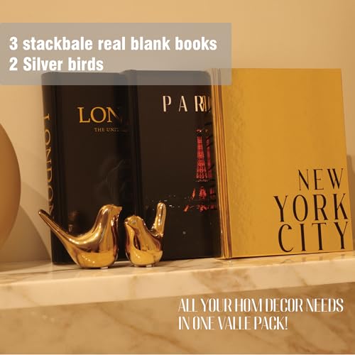 Modern Coffee Table Decor: Stacked Books with Bird Statues