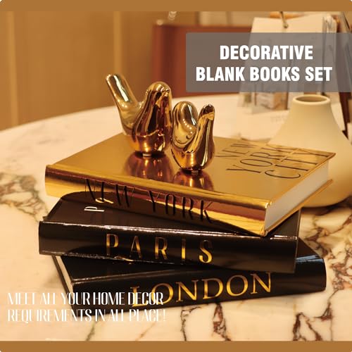 Modern Coffee Table Decor: Stacked Books with Bird Statues