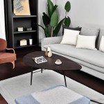 Oval Espresso Wood Coffee Table Mid Century Modern