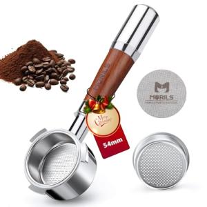 MORILS Bottomless Portafilter with Walnut Handle for Breville