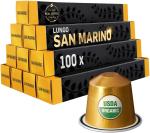 ‘San Marino’ Organic Italian Lungo for Nespresso | 100 USDA Organic Aluminum Capsules | Eco-Friendly Medium Roast | 100% Nespresso Compatible Pods | Fairtrade