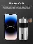 SimCoker Manual Coffee Grinder Ceramic Burrs Hand Coffee Grinder 304 Stainless Steel Compact size, Includes Cleaning Brush, Storage Pouch