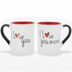 Valentine's Coffee Cups, Set of 2 Mugs with Love Messages
